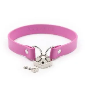 Pink collar with heart lock