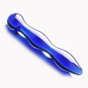 Sleek and Blue Glass Dildo