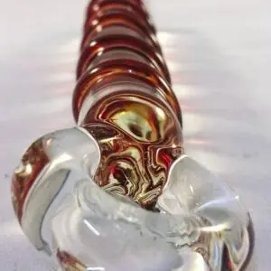 Glass Dildo Swirly Red with Pull Ring