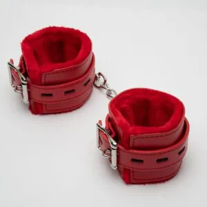 POISON ROSE Fluffy Faux Leather Cuffs 4 colours