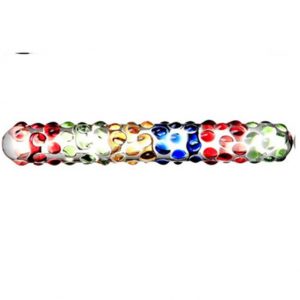 Rainbow Dotted Glass Dildo Stick
